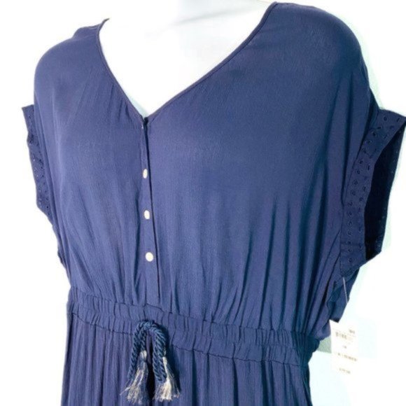 NWT Style & Co. Navy Plus Tie Waist Maxi Dress #1 - Picture 2 of 5
